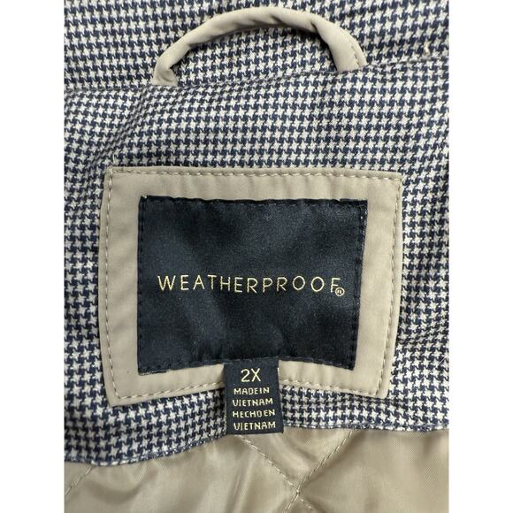 Weatherproof Waterproof Hooded Trench Coat Women's Size 2X Belted Khaki Quilted - Picture 5 of 10